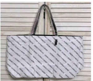 NWT Victorias Secret Black White Logo Tote Bag Weekender Spring 2019 Spellout - Picture 1 of 2