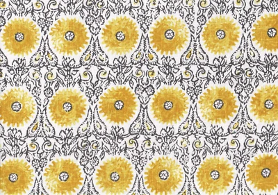 Tapicería para cortinas Duralee Tela Riya Amarillo Negro Foto 1 de 2