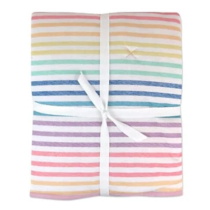 HonestBaby leichte Wendedecke 100% Bio Baumwolle Regenbogen Streifen - Bild 1 von 3