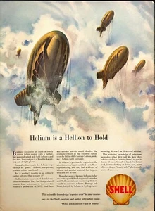 1942 Shell Oil Helium Anti Aircraft Barrage Balloons WWII Vintage Print Ad - Picture 1 of 6