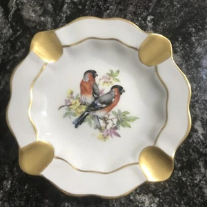 Cenicero de porcelana Limoges diseño pájaro baratija adorno dorado Francia usado en excelente estado vintage - Imagen 1 de 7