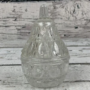 Piccola scatola portagioie in vetro sfaccettata figura a forma di pera vintage - Foto 1 di 6