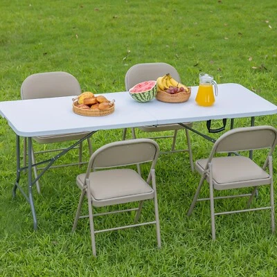 Portable Folding Outdoor Indoor Table Heavy Duty Camping Picnic Dining Table - Image 1 of 4