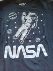 NASA Spacesuit Planets Space Black White print Long Sleeve T Shirt M 10-12