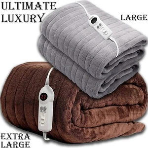 Luxurious Electric Heated Throw Soft Fleece Cosy Over Blanket Double Single Warm - Picture 1 of 16