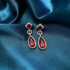  2.50 Ct Pear Cut Simulated Red Ruby Drop Dangle Earring's 14k White Gold Finish