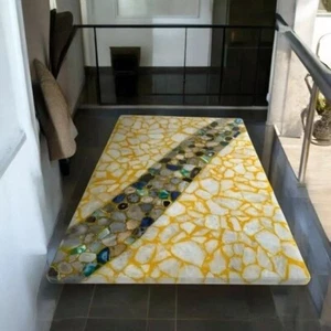 60"x30" White Agate Stone Dining Table Kitchen Slab Gemstone Countertop Decors - Picture 1 of 8