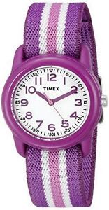 Timex TW7C06100, Kid's Time Machines Purple Striped Nylon Strap Watch, NEW