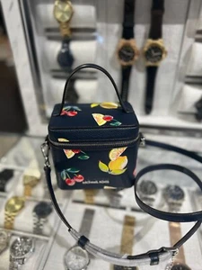 MICHAEL KORS SANDRINE SMALL SEQUINED FRUIT PRINT CROSSBODY BAG - NAVY BLUE - Picture 1 of 12