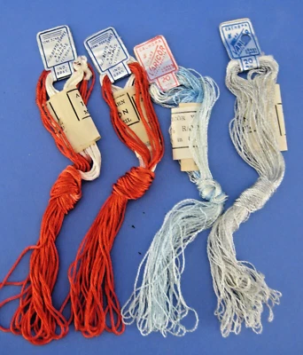 Varicor Mme Maia Cachopa Embroidery Thread 4 Skeins Brazilian Gray Blue Rust Red - Image 1 of 3