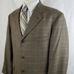 Perry Ellis Portfolio Sport Coat Suit Jacket 44R Plaid Three Button Wool, Lined - Picture 1 of 10