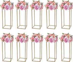 10 Stck. 23,6 Zoll hoch Gold Metall Blumenständer für Hochzeit Tisch Mittelstücke Dekor - Bild 1 von 17