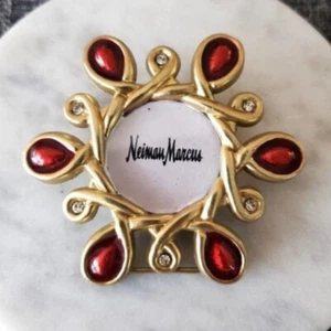 Jay Strongwater Mini Embellished Picture Frame gold red stand Neiman Marcus clip - Picture 1 of 5