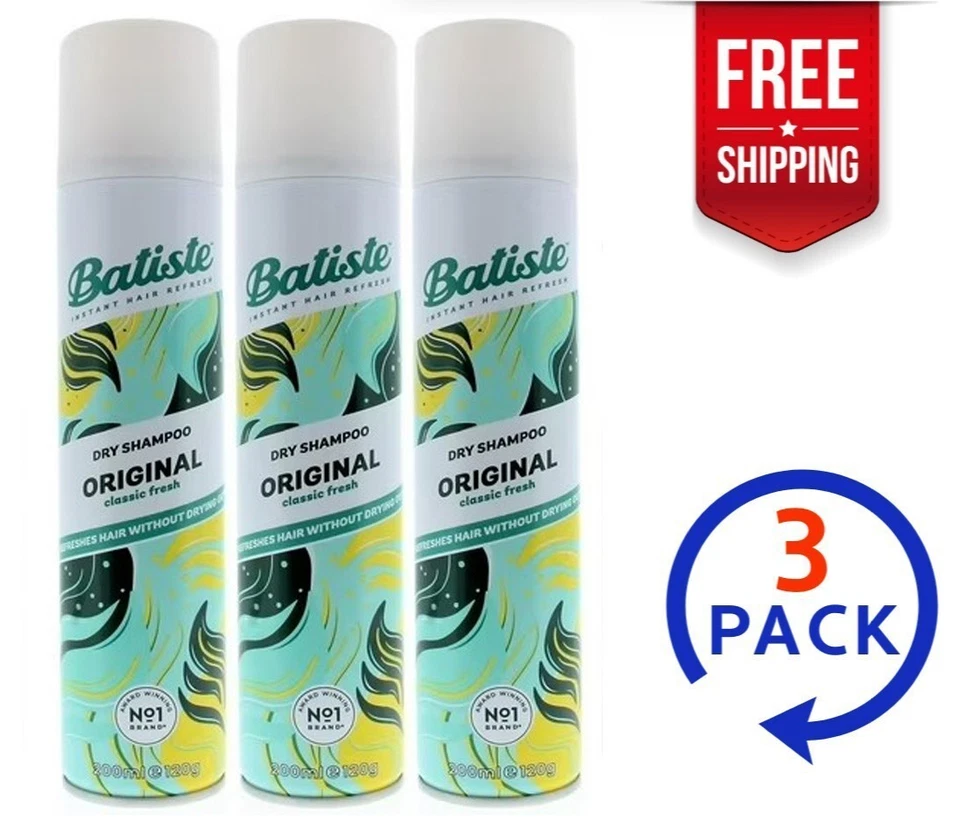 Batiste Dry Shampoo Original Classic Fresh 200ml 3-Pack Instant Hair Refresh - Image 1 of 4