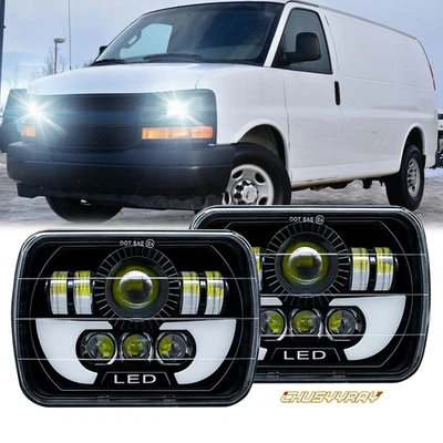Par de faros Hi Lo DRL para camioneta de carga Chevy Express 1500 2500 3500 7x6 5x7 Foto 1 de 4