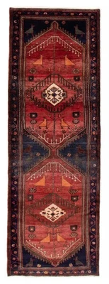 Alfombra de corredor tradicional oriental de lana 3'7" x 9'4" vintage anudada a mano Foto 1 de 4