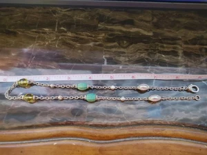Judith Ripka Sterling 925 Turquoise & Lemon Quartz Station Chain Necklace 18" - Picture 1 of 5