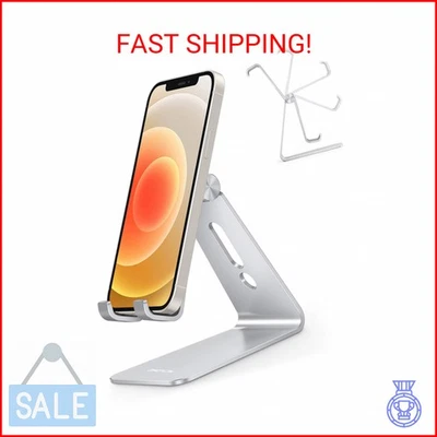 Adjustable Cell Phone Stand, OMOTON Aluminum Desktop Cellphone Stand with Anti-S - Image 1 of 2