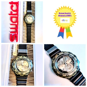 Swatch AquaChrono Onda Negra SBM103 1995 Reloj De Pulsera NOS Nuevo - Imagen 1 de 10