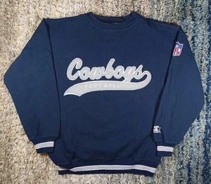 Vintage Starter Pro Line NFL Dallas Cowboys Script blau Strickpullover Herren Large  - Bild 1 von 11