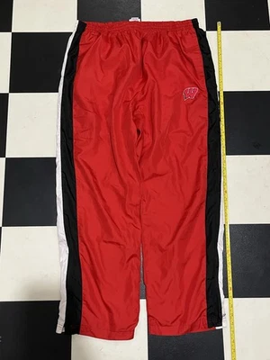 Vintage Wisconsin Badgers Track Pants Men's Size XL Leg Openings Zip Windbreaker - Image 1 of 4