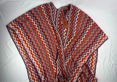 NUEVO CON ETIQUETAS MISSONI Zig Zag Capa Flecos Grande Talla Única Mezcla de Lana Multi 33x40 $335 Italia Foto 1 de 4