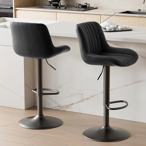 Barhocker 2er Set für Küchentheke, Sitz höhenverstellbar schwarz - Bild 1 von 14