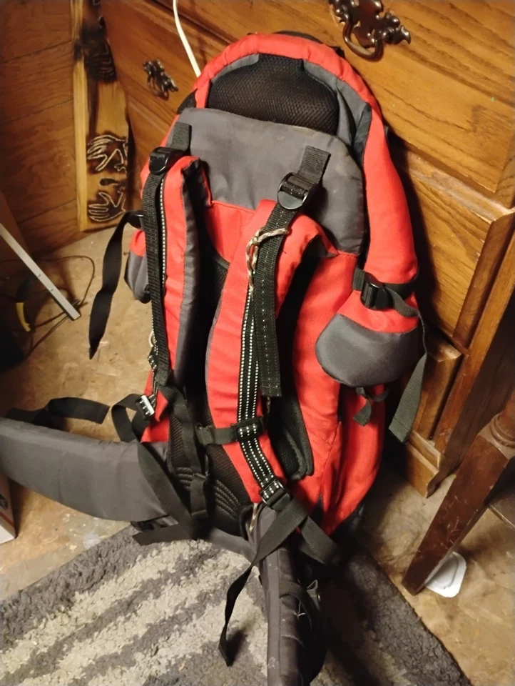 Outdoor Gear Red Hiking Backpack with Adjustable Straps - Image 1 of 2