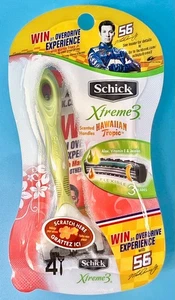 Schick Xtreme 3 Razors with Hawaiian Tropic Scented Handles Pack of 4 NOS - Picture 1 of 4