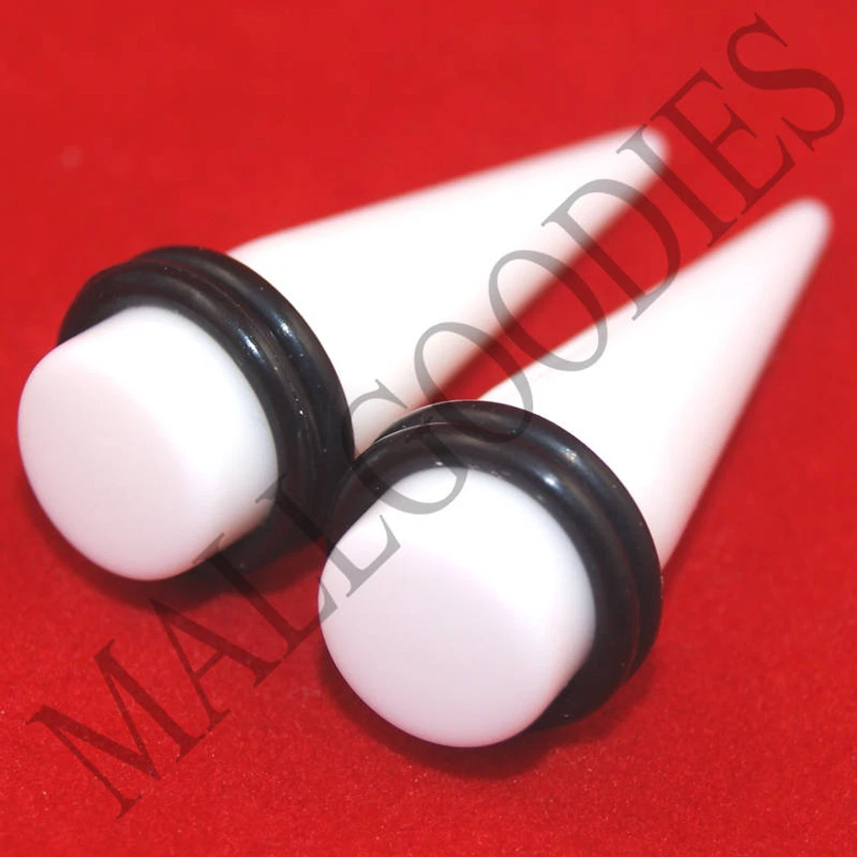 0594 extensor cônico branco acrílico 7/16" polegadas 11mm MallGoodies 2 peças - Imagem 1 de 1