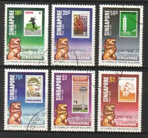 SINGAPORE 1984 25 YEARS OF NATION BUILDING COMP. SET OF 6 STAMPS SC#442-447 USED