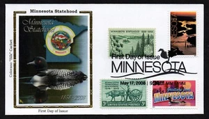 USA, SCOTT # 981 & 4266, COMBO COLORANO SILK FDC COVER 2008 MINNESOTA STATEHOOD - Picture 1 of 1