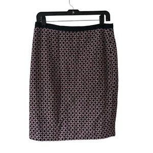 Talbots skirt wool blend women sz 8P geometric pink & black career Work Office - Picture 1 of 9
