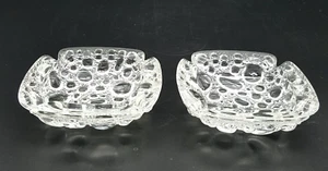 VTG MCM Libbey Pebble Bubble Glass Ashtray Clear Retro Barware Lounge 4" Set 2 - Picture 1 of 15