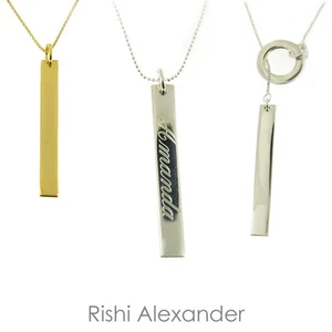 Personalized .925 Sterling Silver Vertical Bar Name Necklace - Picture 1 of 8