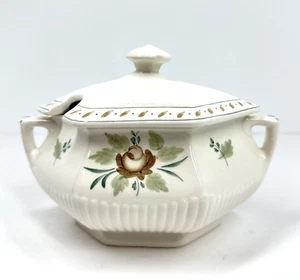 Madeleine by ADAMS CHINA Sauciere Ironstone braun grün geblümt gerippt - Bild 1 von 8