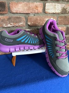 Curves for Women Active Sneaker Gray/Blue/Purple Size 10 NEW NEW NEW - Picture 1 of 18