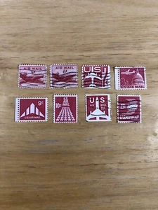 (8) Authentic US Airmail Booklet Pane Postage Stamps Singles Various Conditions - Picture 1 of 2