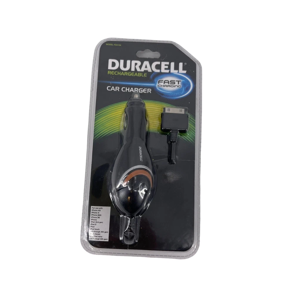 Duracell Fast Charging Car Charger iPhone 4 4s 3GS 3G iPad 2 Touch iPod 30 Pin  - Image 1 of 4