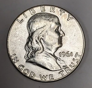 Medio dólar de plata Franklin 1961 P sin circular - Imagen 1 de 3