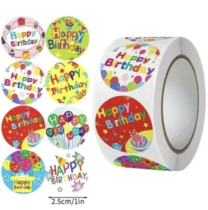 Happy Birthday Stickers Present Balloons Labels Gift Craft Box Sticker - Picture 1 of 3