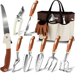Garden Tool Set,10 Pcs Heavy Duty Gardening Hand Tool Kit for Women Aluminum wit - Picture 1 of 12