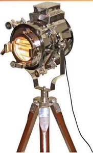 Antik Maritim Strahler Dreibein Stehlampe Suchscheinwerfer Vintage Wohndeko Geschenk - Bild 1 von 6