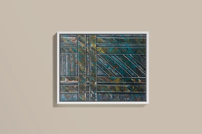 Bridge Formations | Geometric Abstract Painting | Modern 11x14 Art - Image 1 of 4