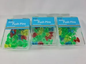 Jumbo Push Pins in Assorted Colors, Board Office Pushpin 3 Set Of 25  - Picture 1 of 8