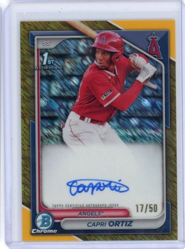 2024 Bowman Chrome Capri Ortiz Gold Shimmer Refractor 1st Auto #d 17/50 Angels