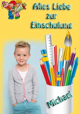 Einschulung Schulanfang rechteckige Tortendeko Tortenaufleger  Tortenbild 0715 - Bild 1 von 3