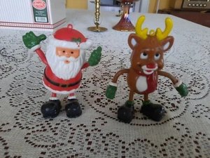 Vintage 1990 Fun World Reindeer and Santa Christmas Ornament - Picture 1 of 2