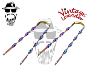 2 Vintage Lowrider 20" Flat Twisted Bicycle Oil Slick (Neon) Fender Braces. - Picture 1 of 1