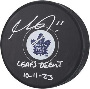 Signed Max Domi Maple Leafs Puck